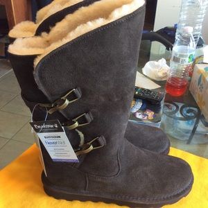 BearPaw Jenna Dark Brown Suede Boots Size 10/41, NWT (NWOB)